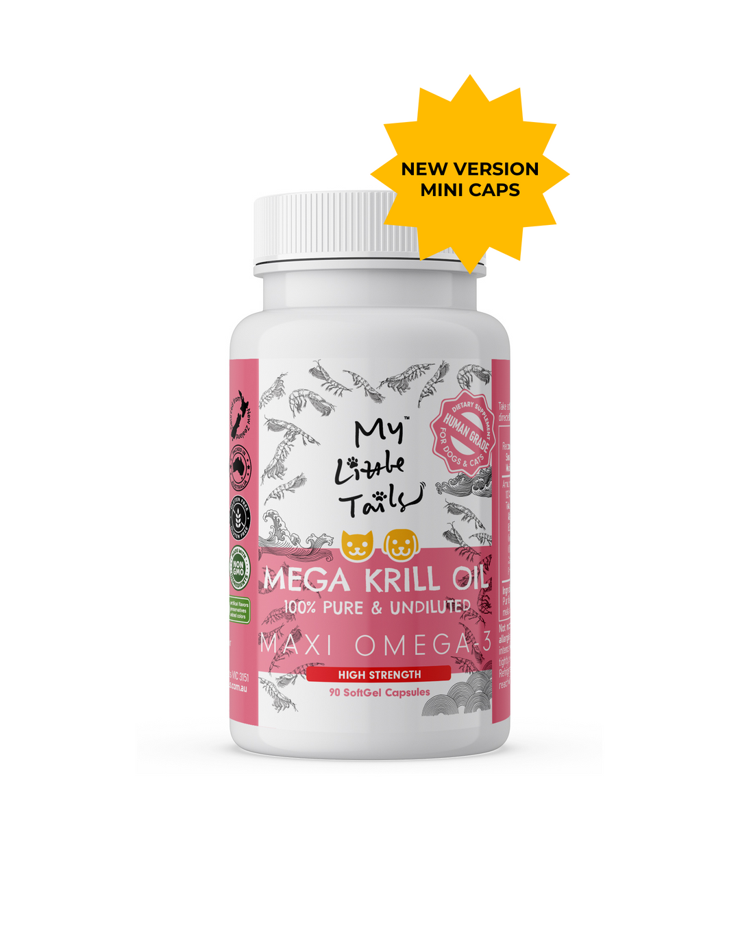 [Mini 90 Capsules] Krill Oil for Small Dogs & Cats - HUMAN GRADE - Maxi Omega-3